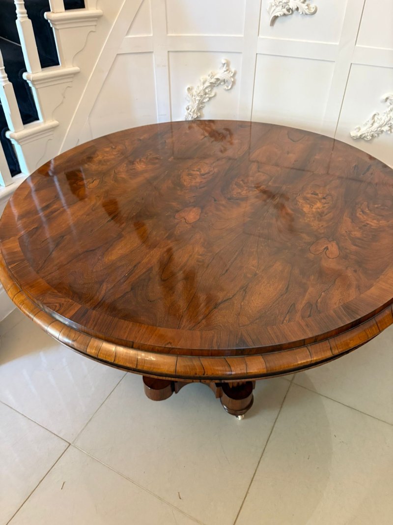 Outstanding Quality Antique Victorian Rosewood Circular Centre/Dining Table - Image 3